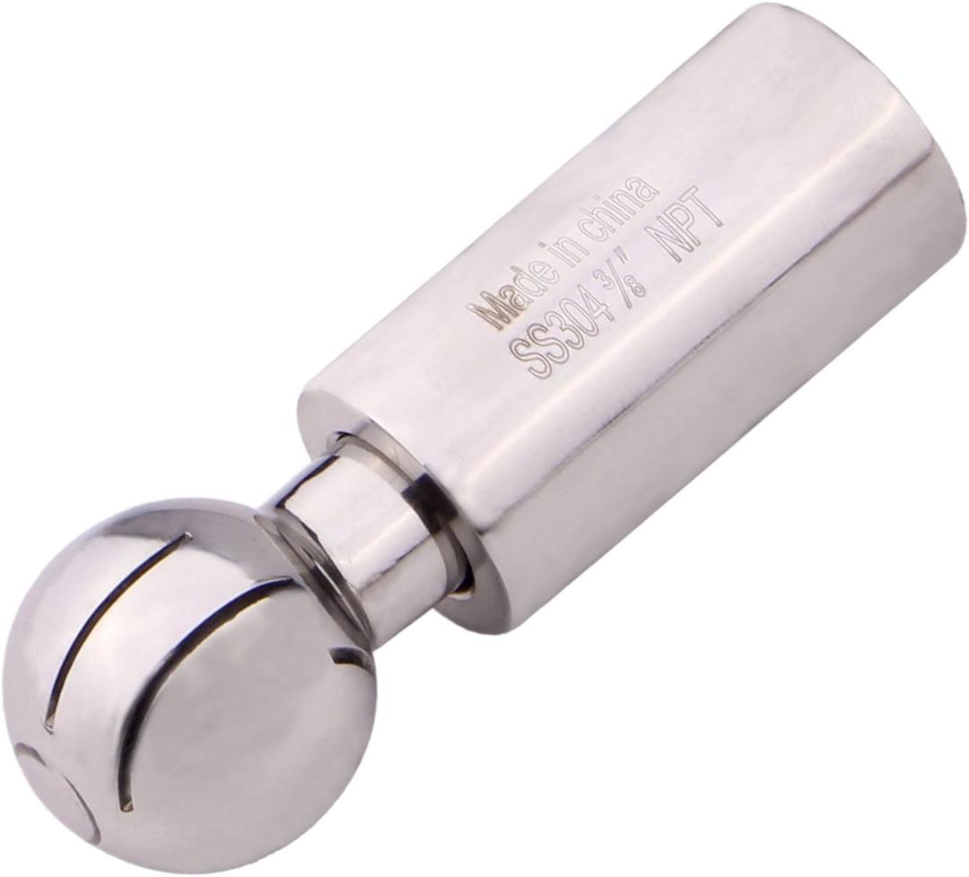 DERNORD Rotary Spray Ball NPT Female CIP Tank Cleaning Ball 360 Spray Pattern, Stainless Steel 304 (3/8" NPT Threaded)