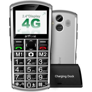 4G Volte Big Button Cell Phone for SeniorsEasy-to-use Unlocked Phones with SOS Button2MP Camera2.4" LCDSuper-Loud SpeakerSpeed Dial1800mAh BatteryCharging DockDual-Nano SIM - Silver