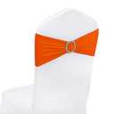 Peomeise 50pcs Orange Spandex Chair Sashes with Buckle Slider for Wedding, Party Decoration