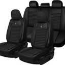 Car Seat Cover Fit for Toyota Camry 2000-2026 Full Coverage Nappa Faux Leather Car Seat Protector, Fashion Anti-Slip Waterproof Easy to Install, Auto Interior Accessories(Full Set,Black&Black)
