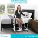 Stander Step-Stool, Portable Step with Adjustable Handles for Seniors and Elderly Adults, Extra Wide Heavy Duty Step-Ladder for Fall Prevention, Grab Bars, Motion Activated LED Light, White