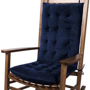 Rocking Chair Cushions Indoor Velvet Chair Pads High Back and Seat Cushion 2 Piece Set Navy