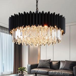 Modern Black Crystal Chandelier 24" Round Chandeliers 8-Lights Ceiling Pendant Light Fixtures 5 Tiers for Living Room Dining Room Bedroom Foyer Entryway Modern Black Crystal Chandelier 24" Round Chandeliers 8-Lights Ceiling Pendant Light Fixtures 5 Tiers for Living Room Dining Room Bedroom Foyer Entryway