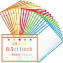 Resurhang 20 Pcs Horizontal Job Ticket Holders 8.5x11, 3 Rings Dry Erase Pocket Sleeves Work Order Plastic Sleeves Landscape Shop Ticket Holders for Classroom Office School Document, Clear (Colorful)