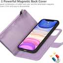 iCoverCase for iPhone 11 Wallet Case with Card Holder and Wrist Strap, PU Leather Kickstand Card Slots Zipper Pocket Magnetic [Detachable] Flip Cover Case 6.1 Inch (Purple)