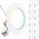 Sunco 12 Pack 6 Inch LED Recessed Light Retrofit, Can Lights for Ceiling, 1700 LM High Brightness, Selectable CCT 2700K/3000K/4000K/5000K/6000K, 17W=120W, Dimmable, Baffle Trim, Damp Rated UL