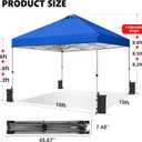 OLIXIS 10x10ft 1-Person Pop Up Canopy Tent, Heavy Duty One Push Setup Portable Outdoor Shelter for Beach Events Camping with Rolling Carry Bag, Navy Blue