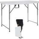 Lakhow Folding Table 4-FootSmall White Plastic Utility Table Portable,Indoor and Outdoor Adjustable Height with HandleTable, Camping,Partyand Gathering