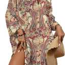 Bsubseach Womens Modern Swimsuit Cover Up Blouse Button Down Shirt Dresses Tops (3X-Large, Boho Floral)