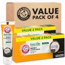 ARM & HAMMER Essentials Fluoride-Free Toothpaste, Whitening + Activated Charcoal Toothpaste, 4 Pack of 4.3oz Tubes, Clean Mint, 100% Natural Baking Soda