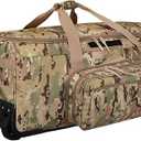 120L 3-Wheel Rolling Duffle Bag - Heavy Duty Military Deployment Bag, Durable Wheeled Duffle Luggage for Travel, Camping & Outdoor Adventures (Camo)