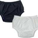 Leakproof Cloth Diaper Covers for Adult, Incontinence Protective Briefs Underwear, Reusable Plastic Pants Special Needs 2Pcs (WhiteBlack, L) (Large)