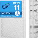 16x25x1 MERV 11 Air Filter, Quality AC/HVAC Furnace Filter1 Reusable ABS Frame + 4 Pack Replaceable Filter MediaBreathe Fresher and Cost-effective