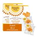 Simple Mills Almond Flour Crackers Snack Packs, Farmhouse Cheddar, Gluten Free, Flax Seed, Sunflower Seeds, Corn Free, Good for Snacks, 6.5 oz, Pack of 2 (8 Bags per Box)
