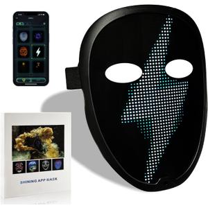 Depointer Life 2023 New Led Mask with Rechargeable Bluetooth-compatible App Controlled, Customizable Shining Mask, LED Lighted Face Transforming Masks For unisex-Adult