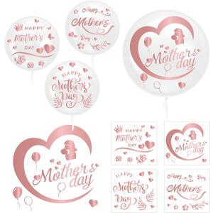 CNhoqc Mother's Day Bobo Balloons - 36pcs Rose Gold Happy Mother's Day Bobo Bubble Balloons Set 20pcs Transparent Bubble Balloon with Stickers