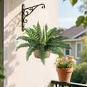 Luyue Fake Ferns Artificial Plants Sets of 2, 25" Artificial Boston Ferns for Outdoors Realistic Large Faux Fern Bush with 24 Fronds Hanging Plant for Front Porch Patio Outdoor/Indoor Home Decor