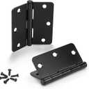 KNOBWELL 18 Pack 3.5" x 3.5" Door Hinges Matte Black No Squeak Interior Door Hinges with 1/4" Radius Corners - Heavy Duty