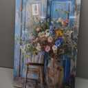 Farmhouse Daisy Canvas Wall Art Vintage Country Flower Posters Prints Still Life Botanical Bouquet Wall Decor Rustic plant Floral Pictures Painting countryside Bathroom Bedroom LivingRoom Framed (Bule)