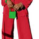 kaimimei Casual 2 Piece Outfit for Women - Linen Long Sleeve Button Down Shirt + Flare Pleated Wide Leg Pants Sets Streetwear S