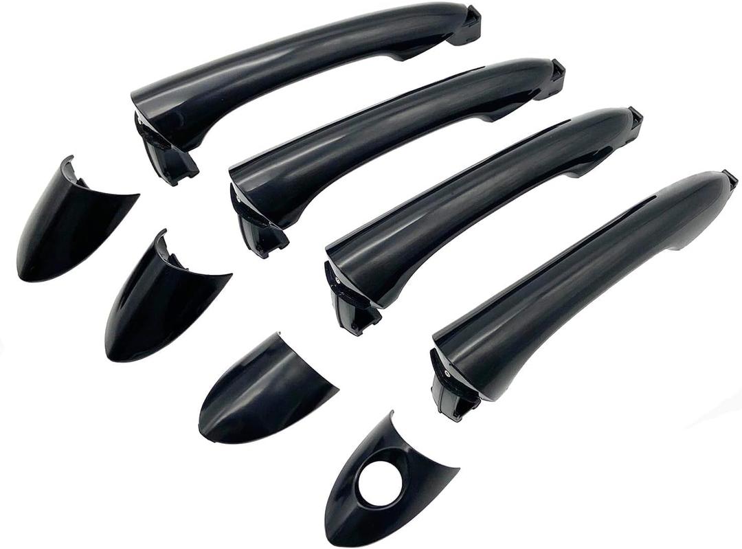 Exterior Door Handle Black Compatible with Hyundai Models 2011-2014 Sonata Replace# 82651-3S000, 82652-3S000, 82652-3S020, 83652-3S000 - Front Rear Left and Right Side Set of 4