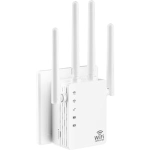 1200Mbps Dual Band (5GHz/2.4GHz) WiFi Extender Signal Booster 360 12,880 Sq.ft Coverage, WiFi Extender for 105-Device Support, 1-Tap Setup and One Ethernet Port