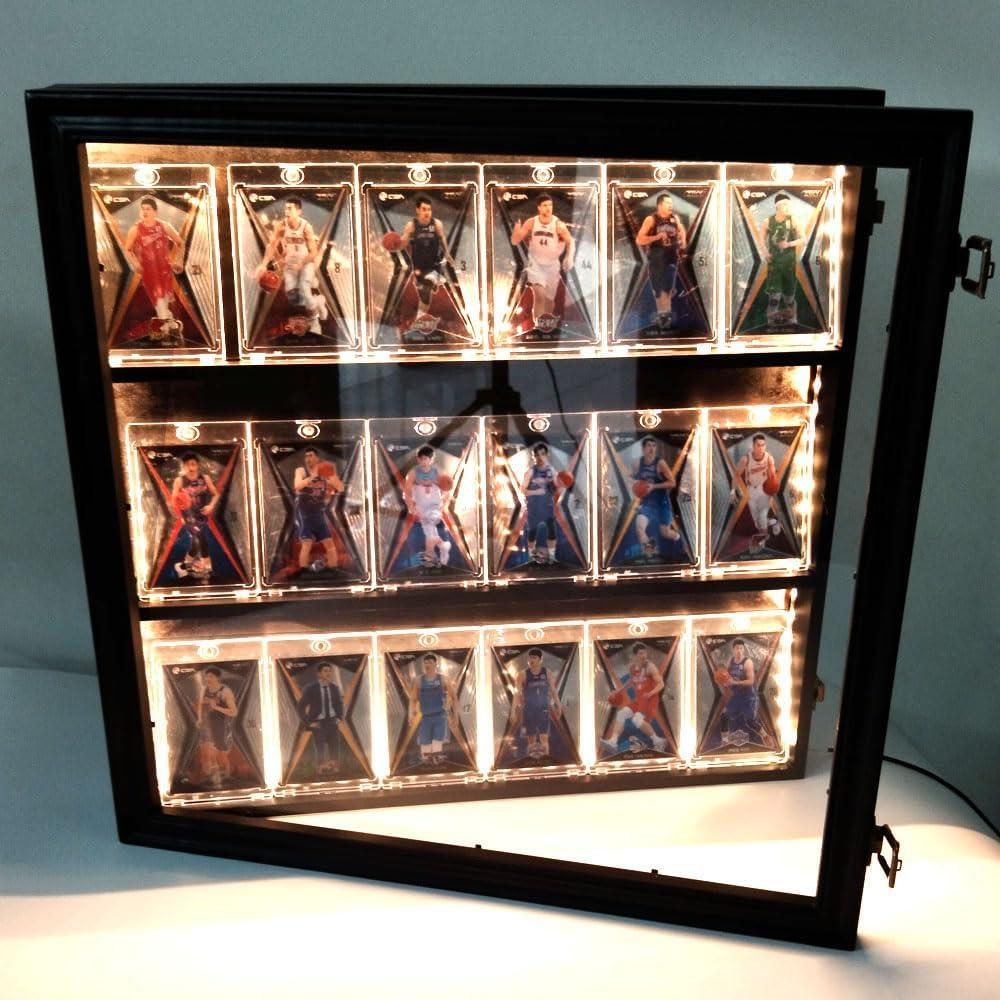 Sports Card Display Case Trading Card Storage Box,Baseball Card Display Case,with UV Protection ,Lighted Strip (Card Not Included) for Football Basketball Hockey Game and ComicTrading Card.