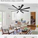 ZMISHIBO 72 inch Large Ceiling Fans with Lights and Remote, Indoor/Outdoor Black Modern Ceiling Fan for Kitchen Living Room Patio, 6 Speed Reversible Quiet DC Motor, 3 CCT, Dual Finish 8 Blades