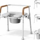 Bedside Commode for Seniors, 6.3 QT Removable Bucket & Splash Guard