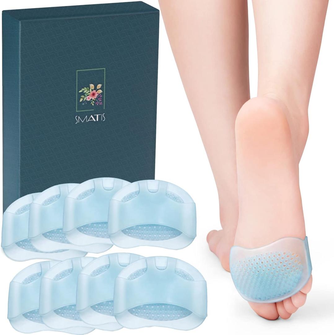 Metatarsal Pads for Women and Men, 8PCS Ball of Foot Cushions for Metatarsalgia Neuroma Mortons Pads Atrophy Burning Sensations Relieve Pain (Blue(4 Pairs))
