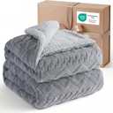 Sherpa Fleece Throw Blanket for Couch - Fluffy & Cozy Cable Jacquard Tufted Throw for Women Gift and Home Decor, Thick and Warm Blanket for Winter, Grey, 68x92 Inches, Twin XL