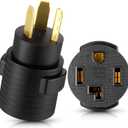 Tellegloww Dryer Adapter Compatible with NEMA 10-30P to 14-30R 3 prong to 4 prong Dryer Adapter Convert 10-30P Plug to 14-30R Receptacle, 220V 30 Amp 4P Newer Dryer to 3P Older House Adapter