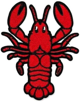 Generic 3.5"" Lobster Iron On Patch | Lobster Embroidered Patches Iron On/Sew On | Zoo Beach Ocean Sea Creatures Iron On Patches for Holes, Clothing, Dress, Jeans, Hat, Backpacks, Clothes, Set of 2