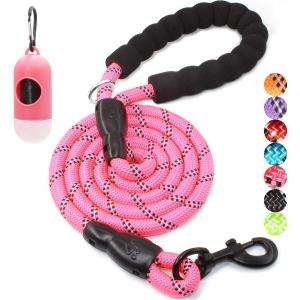 BAAPET 2/4/5/6 FT Dog Leash with Comfortable Padded Handle and Highly Reflective Threads for Small Medium and Large Dogs (6FT-1/2'', Pink) (1/2'' x 6 FT (18~120 lbs.))