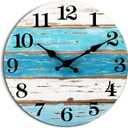 Beach Themed Blue Wall Clocks Battery Operated Silent Non-Ticking, Vintage Round Rustic Coastal Nautical Clock Decorative for Home Kitchen Living Room Office Bathroom Bedroom(10 Inch) (10 inches, A-blue,white)