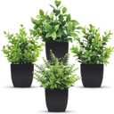 Der Rose Set of 4 Pack Small Fake Plants Mini Artificial Faux Plants Indoor for Bathroom Farmhouse Room Table Decor