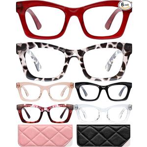 CCVOO 1.0 Stylish Reading Glasses for Women, Stylish Eyeglasses, Blue Light Readers for Women, Cheaters, (A7 Runway Rouge)