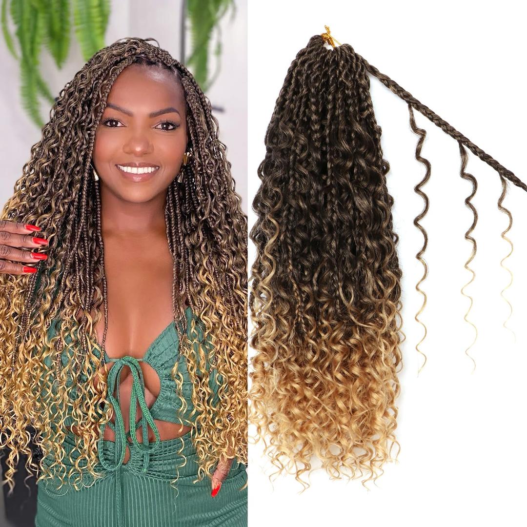 Goddess Boho Box Braids Crochet Hair-8 Packs 14 Inch Crochet Box Braids for Black Women Pre Looped (T27, 14 Inch (Pack of 8))