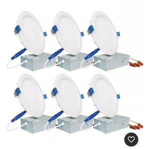 SAATLY 6 Pack 6 Inch Ultra-Thin LED Recessed Ceiling Light with Junction Box, 3000K Warm White Dimmable, 13W 110W Eqv, 850lm High Brightness - ETL and Energy Star Certified