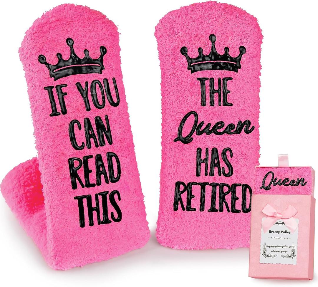 2 x Breezy Valley Wine Socks for Women - Novelty Gift for Mom, Grandma, Female Friends - Valentines, Retirement, Birthday (Pink)