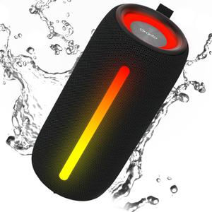 Oraolo Portable Bluetooth Speakers, Wireless Speaker with 24W Loud Stereo Sound, RGB Lights, Bluetooth 5.4, Support AUX/TF Card, TWS Pairing, Built-in Mic, Outdoor Speaker for Party, Beach, Camping