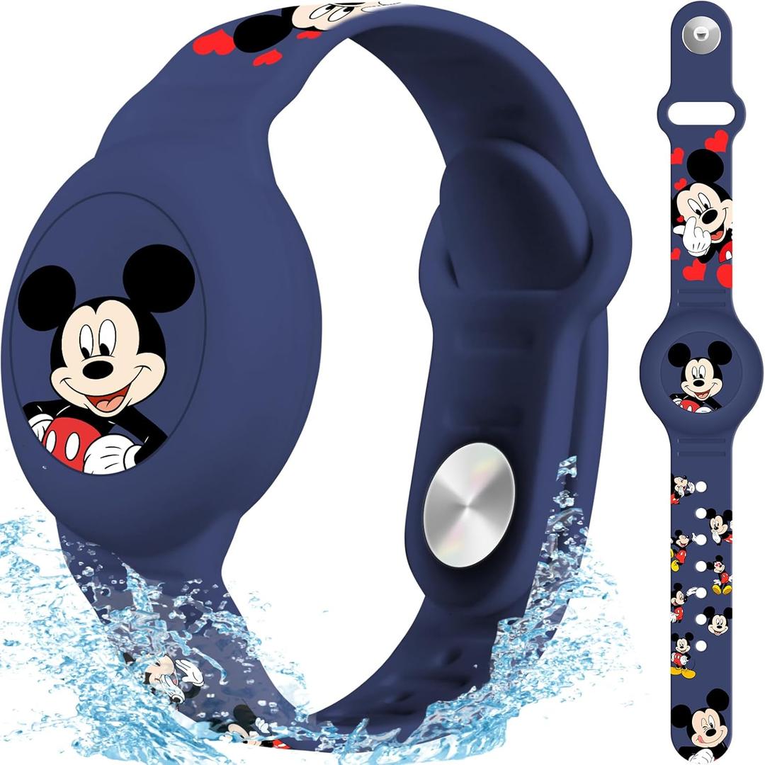Waterproof AirTag Bracelet for Kids, Cut Cartoon Air Tag Holder for Kids with Full Coverage Hidden Design, Silicone Airtag Wristband for Child - Blue