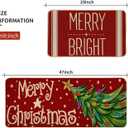 Merry Christmas Kitchen Mat Sets of 2, Winter Merry Bright Xmas Kitchen Rugs and Mats Non Skid Washable Farmhouse Style Decor for Home Kitchen Floor 17x29 and 17x47 Inch DM108
