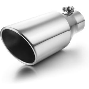 Exhaust Tip 3" Inlet to 5" Outlet, A-KARCK 12" Overall Length Polishing Bolt On Exhaust Tailpipe Tip Protect Tailpipe