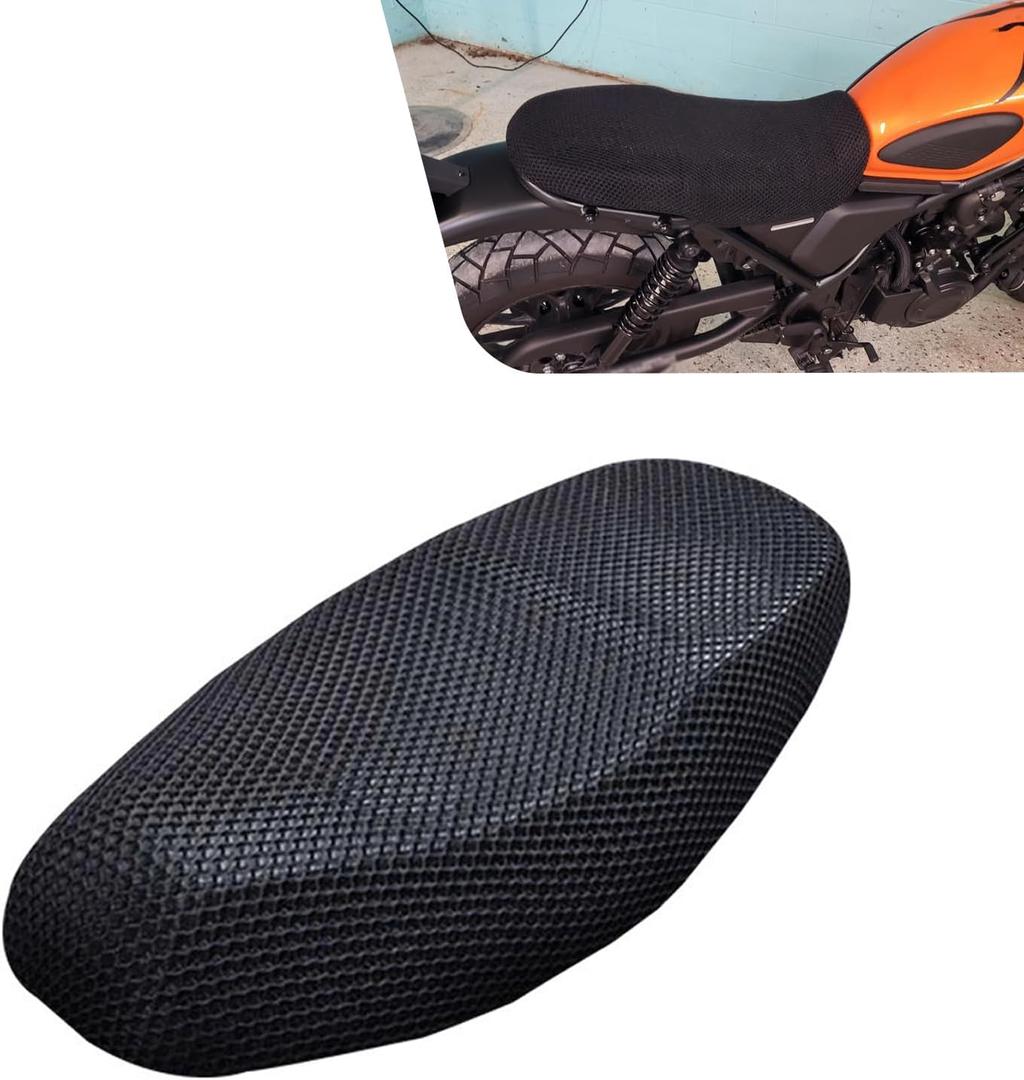 1 PC Motorcycle Seat Cover, Motorcycle Seat Protector with Anti-slip Cushion, Universal 3D Spacer Mesh Cover, or Most Motorbike, ATV, Scooter (Black #L)