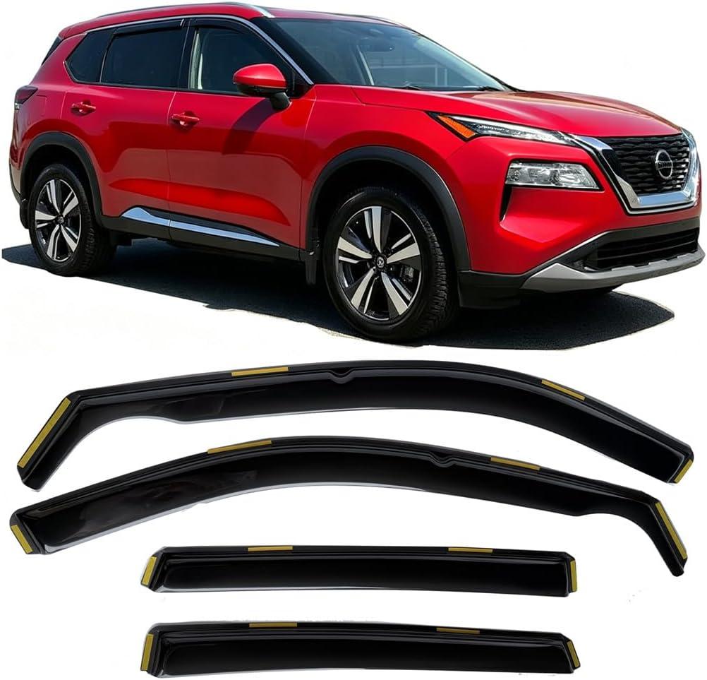 in-Channel Sun Vent Deflectors Window Visors Rain Guards Only Fit for Nissan Rogue 2021 2022 2023 2024 2025 2026, Sun Visor Window Vent Shades Wind Deflector, Exterior Car Accessories Smoke Tinted