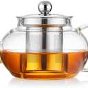 Glass Teapot with Removable Infuser, 20 oz/600ml Glass Tea Pot Small Borosilicate Tea Steeper Kettle with Loose Leaf Tea Strainer For Flower Blooming Tea, ClearTea Maker Pitcher