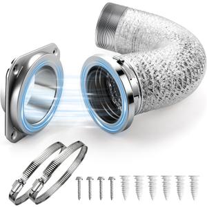 Magnetic Dryer Vent Coupling DV180, Dryer Vent Connector Airtight Seal Kit Easy to Clean Quick Connector Including a 3.3ft 4" Duct and two Clamps