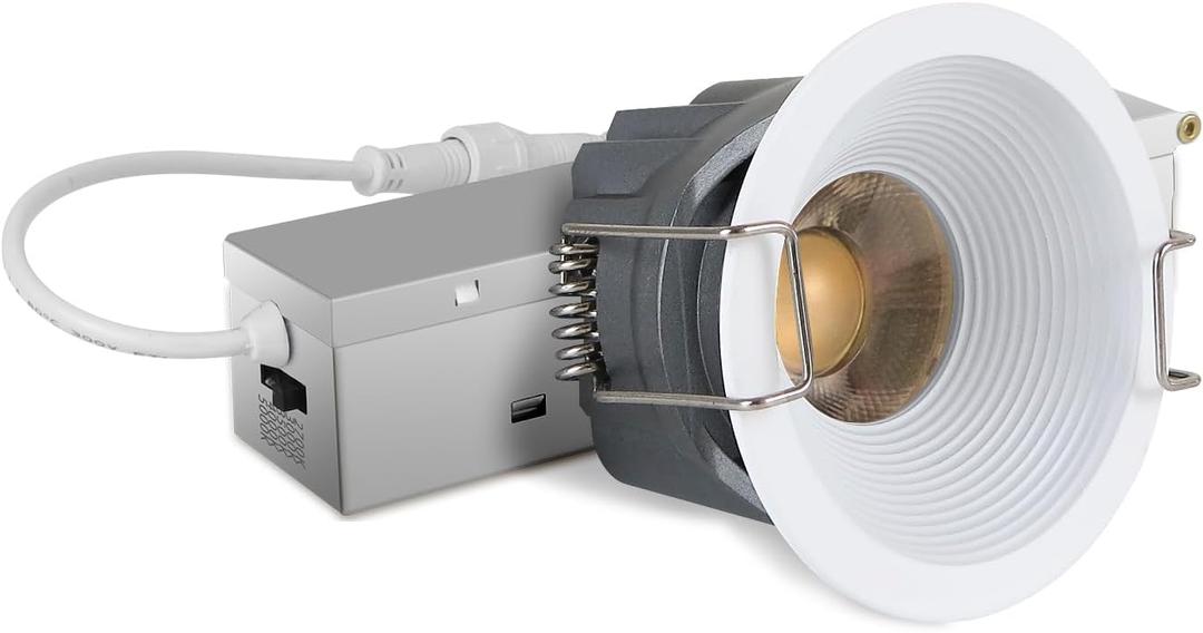 Adetu 2 Inch 5CCT White LED Recessed Ceiling Light with Junction Box, 2700K/3000K/4000K/5000K Selectable, CRI90, 8W COB, 780LM, Dimmable Canless IP65 Waterproof Downlight-ETL&FCC (White, 5 Pack)