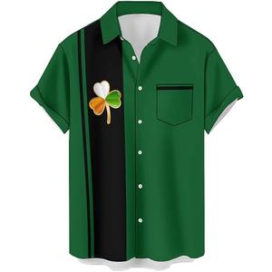 American Flag Shirts for Men Hawaiian Button Down Beach Shirts Casual Short Sleeve Bowling Shirts (XL)